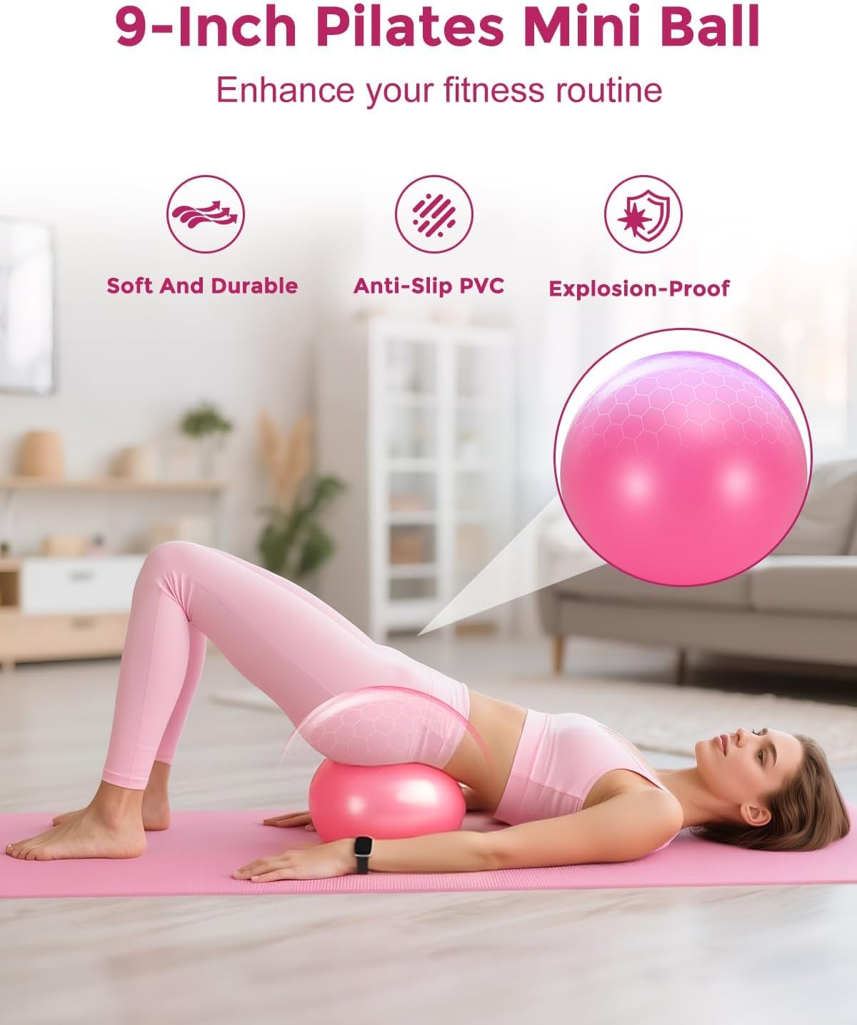Home Pilates Essentials Kit for Women, Magic Circle Pilates Equipment Ring and Ball Set, Resistance Bands Workout Guide Video for 28 Day Pilates Challenge Starter Kit for Beginners - Image 9