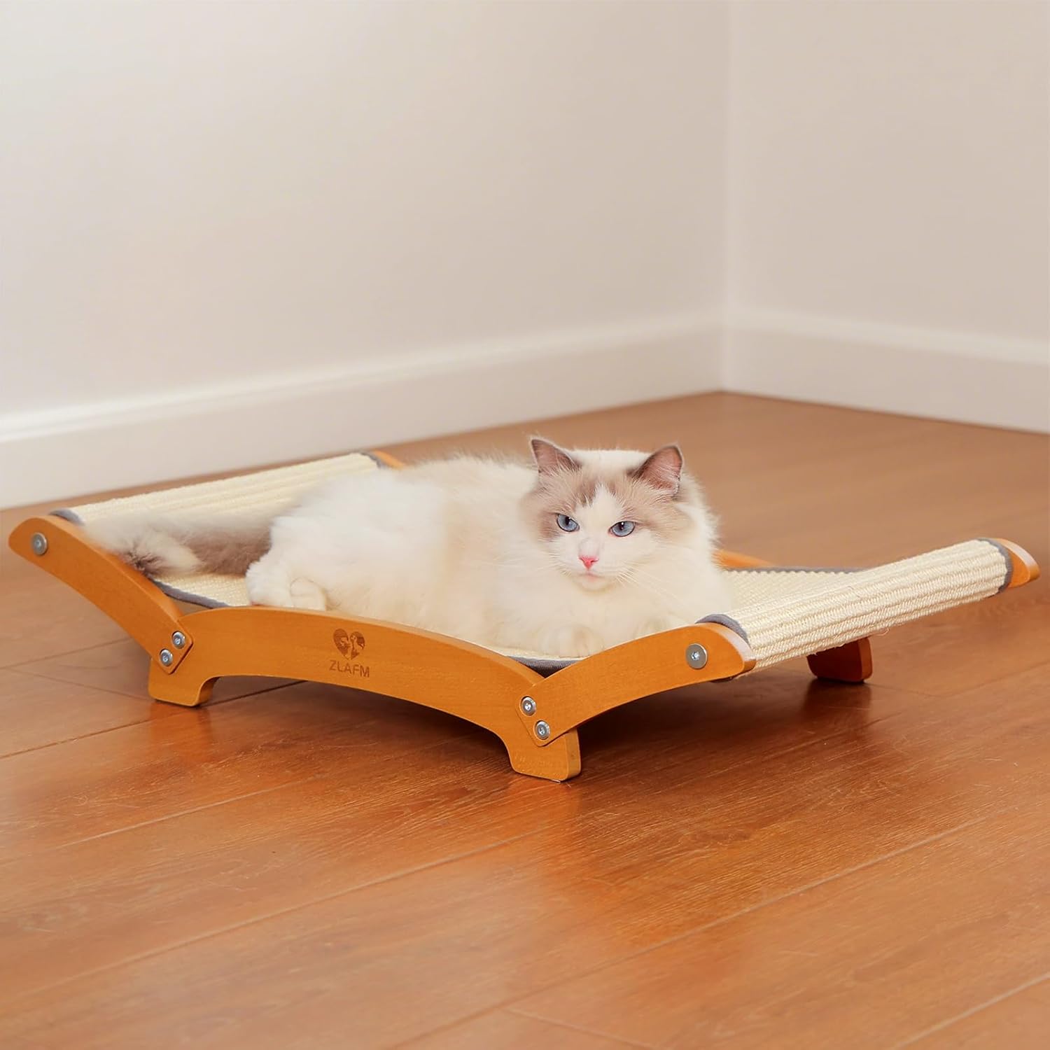 Extra-Larger Sisal Cat Scratcher Bed, Durable Cat Scratching Post with Hammock for Indoor Cats Lounger & Sleep & Scratch, Natural Sisal Cat Scratch Pad, Sturdy Solid Wood Frame (Upgraded Extra-Larger) - Image 9