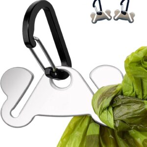 2PCS Dog Poop Bag Holder, Waste Holder for Dispenser Carrier, Hand Free Metal