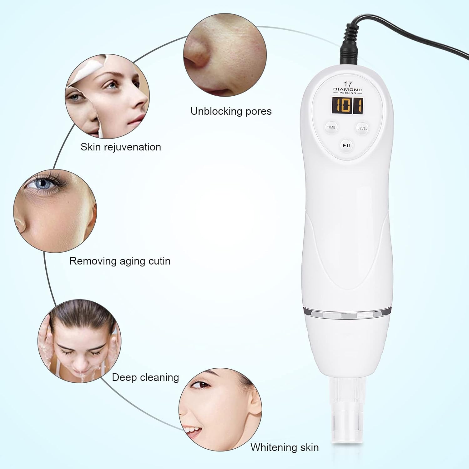 Diamond Microdermabrasion Machine Professional Blackhead Remover Vacuum Upgraded Facial Pore Cleaner Electric USB with 8 Probes Blackhead Remover Skincare Tool - Image 4