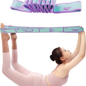 9 Loops Elastic Yoga Strap – Adjustable Stretching Band for Physical Therapy, Dance, Pilates & Gymnastics, Multi-Loop Exercise Band for Flexibility, Home Workout