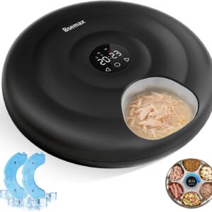 Automatic Wet Food Cat Feeder, Auto Refrigerated Wet Foods Feeder for Cats Dogs 6 Meal Timed Fresh Foods Dispenser with 2 Ice Packs Automatic Cat Dog Food Stainless Steel Bowl for Kitty Puppy Cat Dog