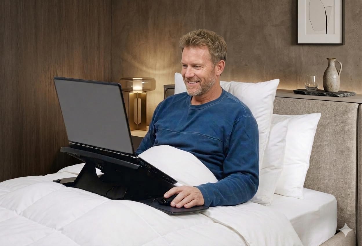MAX SMART Laptop Lap Pad Laptop Stand with Attached Mouse Pad, Cushion and USB Cooling Fan, Non-Slip Heat Shield Tablet Computer Stand for Sturdy Work Station for Home, Office, Bed Sofa, Couch and Car - Image 9