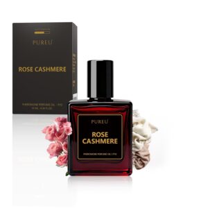 PUREU Pheromones Perfumes for Women, Rose Cashmere Perfume Long Lasting Vanilla Perfumes 0.34FL OZ/10ML Roll On Travel Size Essential Oil Fragrance Eau De Parfum, Made in USA
