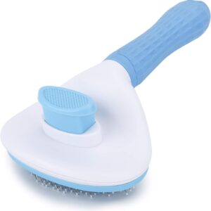 Depets Self Cleaning Slicker Brush, Dog Cat Bunny Pet Grooming Shedding Brush – Easy to Remove Loose Undercoat, Pet Massaging Tool Suitable for Pets with Long or Short Hair