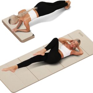 Foldable Yoga Mat Extra Thick 0.32 Inches（8mm） – SGS Certified POE Material Exercise Mat, Non-Slip Design Fitness Mats, Multi-Purpose Workout Mats for Studio or Home Use