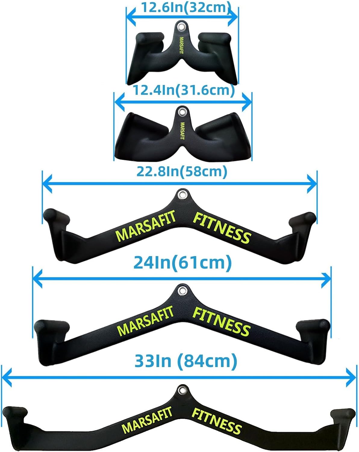 MARSAFIT Home Gym Fitness Rowing T-bar V-bar Pulley Cable Machine Attachment, Bicep Curl Tricep LAT pulldown Bar Back Strength Training Handle Grips LAT Pull Down Bar for Seat Row Workout - Image 2