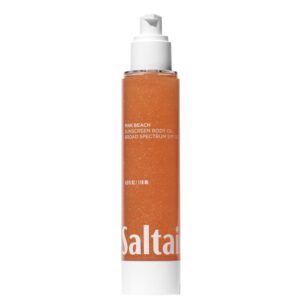 Saltair SPF Body Oil – Broad Spectrum SPF 50 PA++++ Sunscreen. Lightweight Dry Oil with Sun Protection and Moisturizing Kukui & Mongongo Extracts. Pink Beach Scent, 4floz Vacation Essential