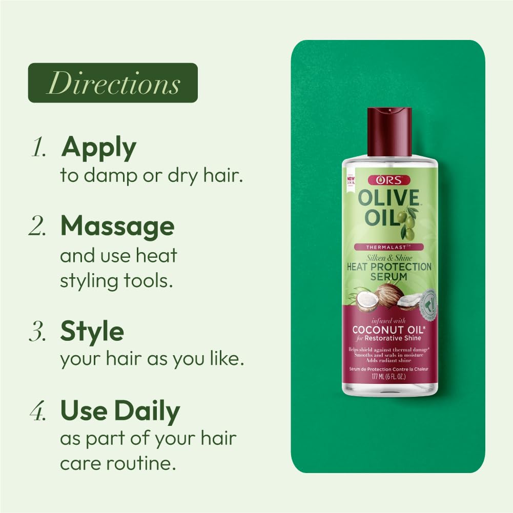 ORS Olive Oil Heat Protection Hair Serum infused with Coconut Oil for Restorative Shine 6 Ounces - Image 9