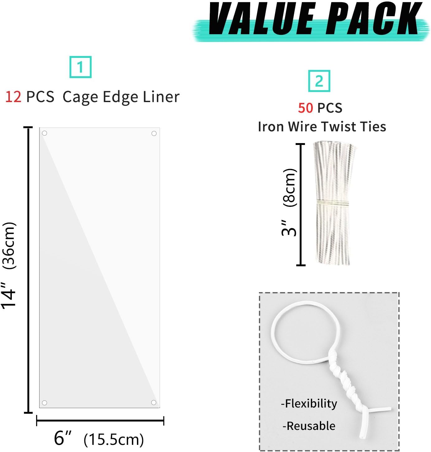 Oncpcare 12 Pack Pet Plastic Cage Liner Protection 14'' x 6'' Rabbit Cage Urine Guard Clear Cage Edge Liner Guinea Pig Side Lining Small Animal Cage Accessories - Keep Litter in The Cage - Image 2