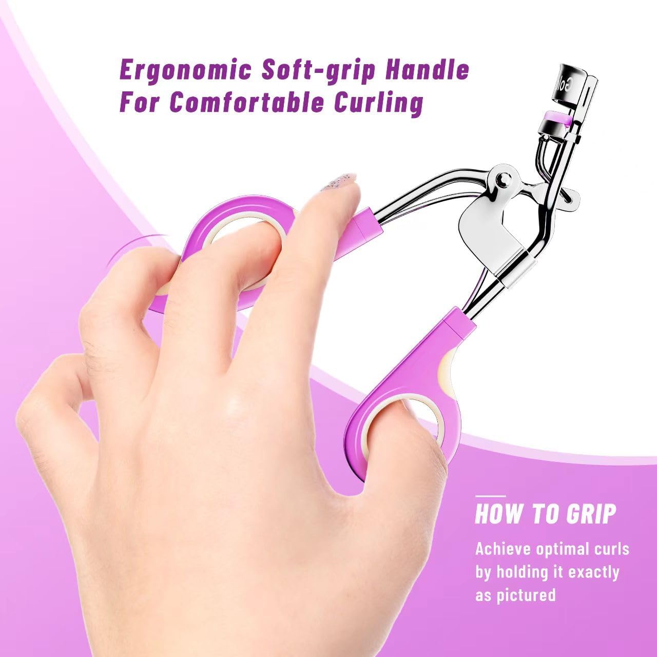 Eye Lash Curler with 6 Boxed Replacement Pads, Goldenrich Eyelash Curlers Painless Perfect Curl, Nice and Easy to Identify, Valentine's Day for Her, Teenagers, Beauty Enthusiasts-Silver Purple Pink - Image 4