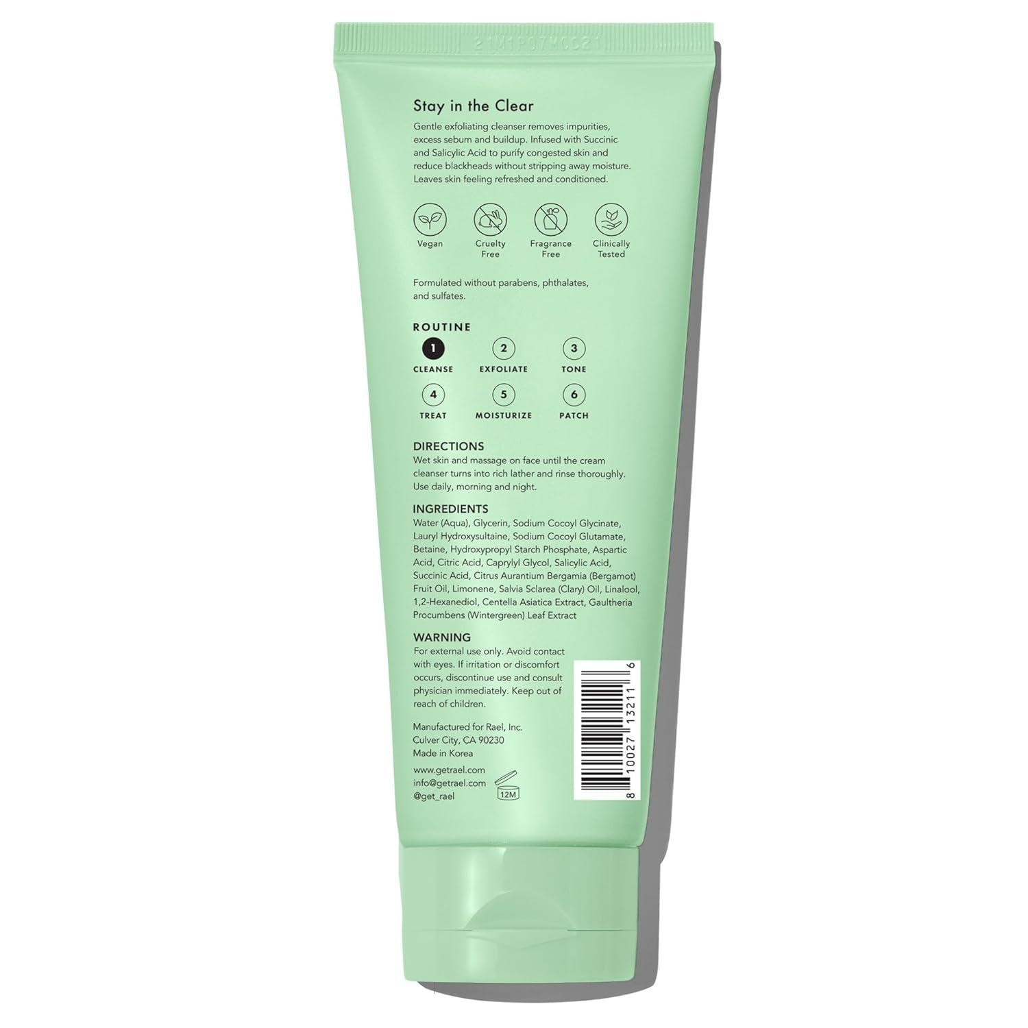 Rael Miracle Clear Facial Cleanser – Makeup Remover, Daily Face Wash, Gentle Deep Pore Cleansing Korean Skin Care for Oily & Combination Skin (Exfoliating Cleanser, 5.1 fl. oz) - Image 8