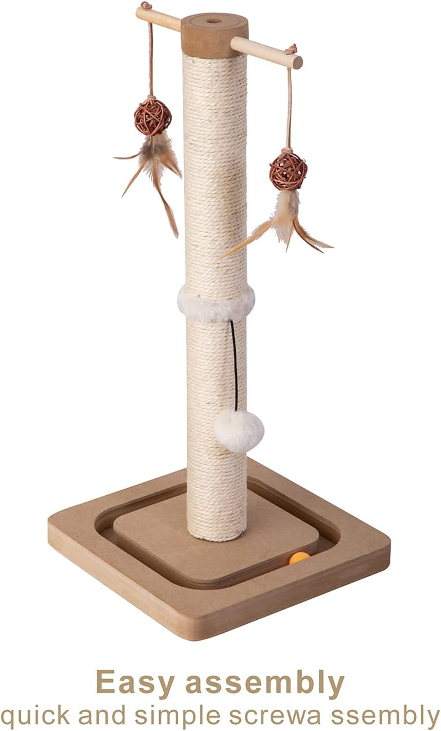 PEEKAB Cat Scratching Post Sisal Scratch Posts for Indoor Kittens and Cats,with Interactive Tracking Toys Suitable for Vertical Scratcher of Small and Medium-Sized Cats 25 Inches Beige - Image 7