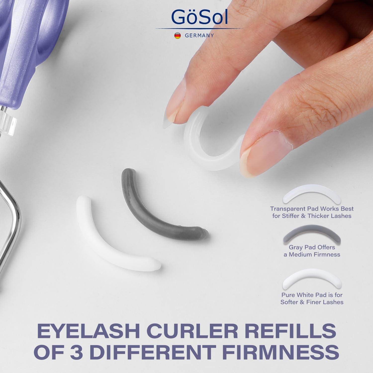 Eyelash Curler w/3 Replacement Pads (Soft/Medium/Firm) - Professional Lash Curler for Natural, Fake, Curly or Straight Lashes, Includes Protective Cover - Image 3