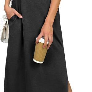 ANRABESS Women Summer Casual Sleeveless Maxi Dress 2026 Crewneck Loose Split Wrinkle-Free Beach Travel Vacation Long Sundress