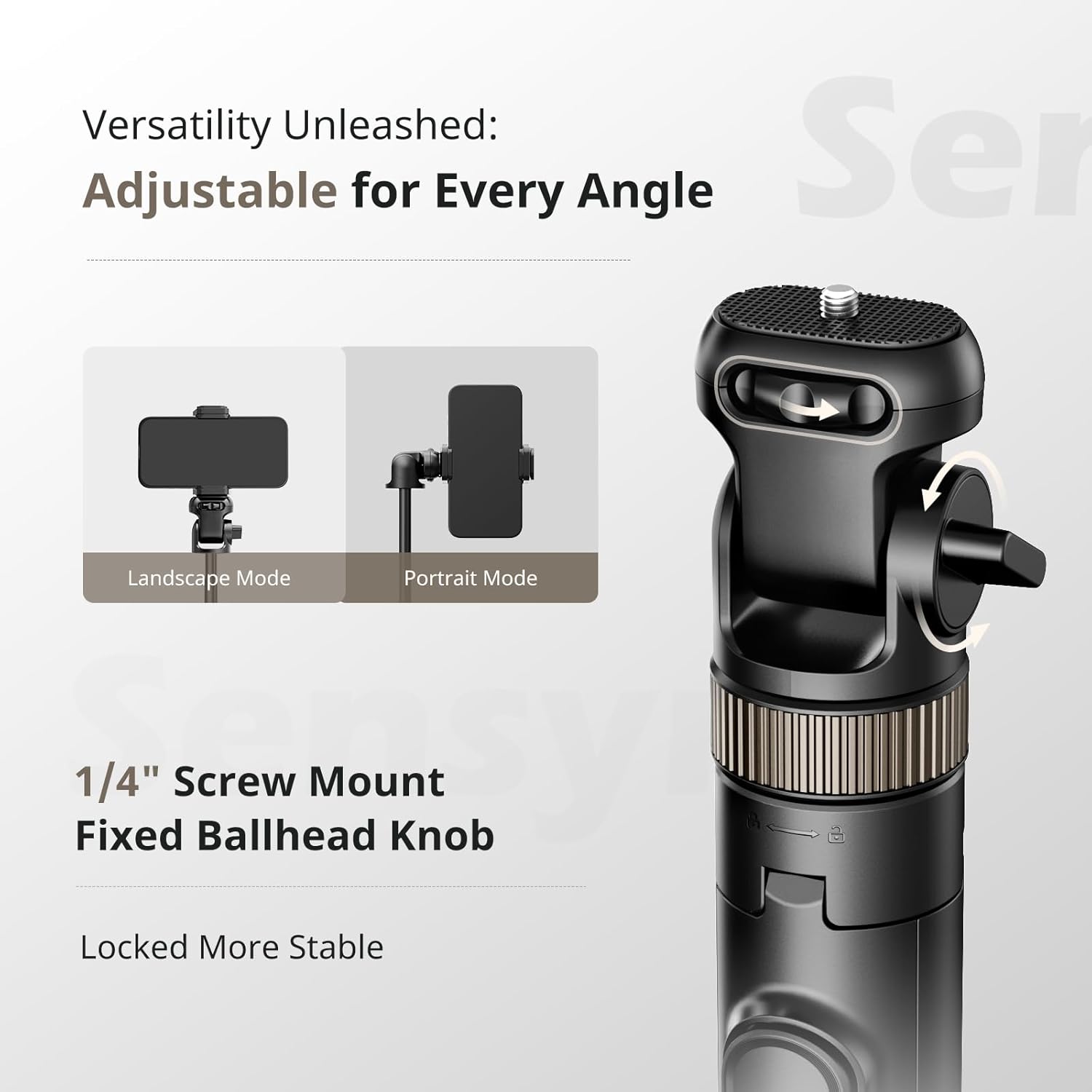 Sensyne 72" Extendable Tripod for iPhone & Selfie Stick with Detachable Phone Holder & Wireless Remote, Compatible with All Cell Phones, Black - Image 4