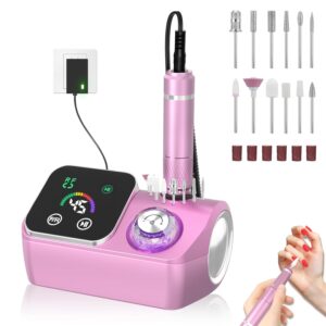 Professional Electric Nail Drill E-File Machine – 45,000 RPM Corded Nail Drills Kit with Low Noise & LED Display for Shaping, Removing & Polishing Acrylic Gel Nails for Salon Home