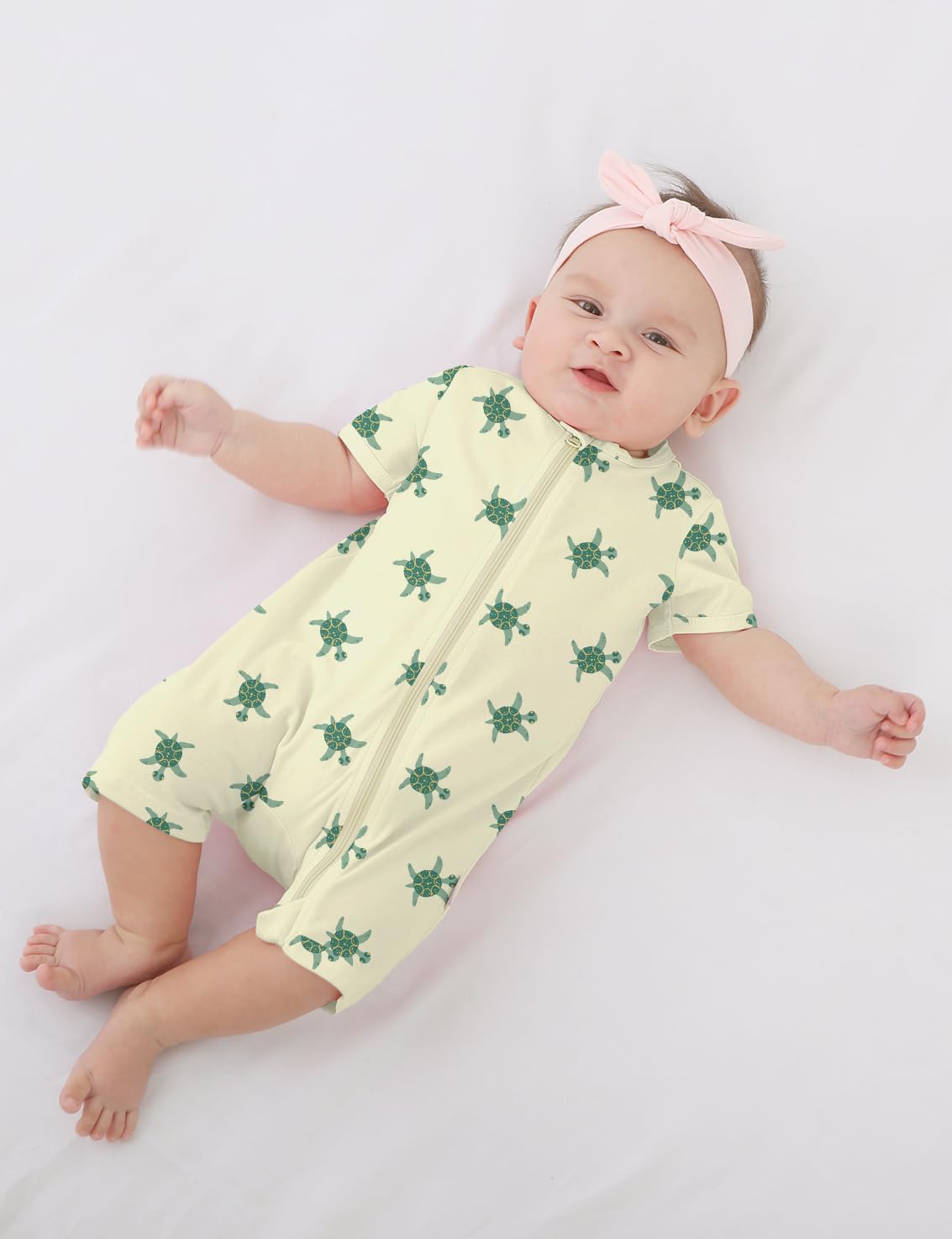 Jimonda Baby Rompers Cotton Baby Boys Baby Girls Short Sleeve Sleepers Pjs Two Way Zipper One-piece Neutral Sleep and Play - Image 2