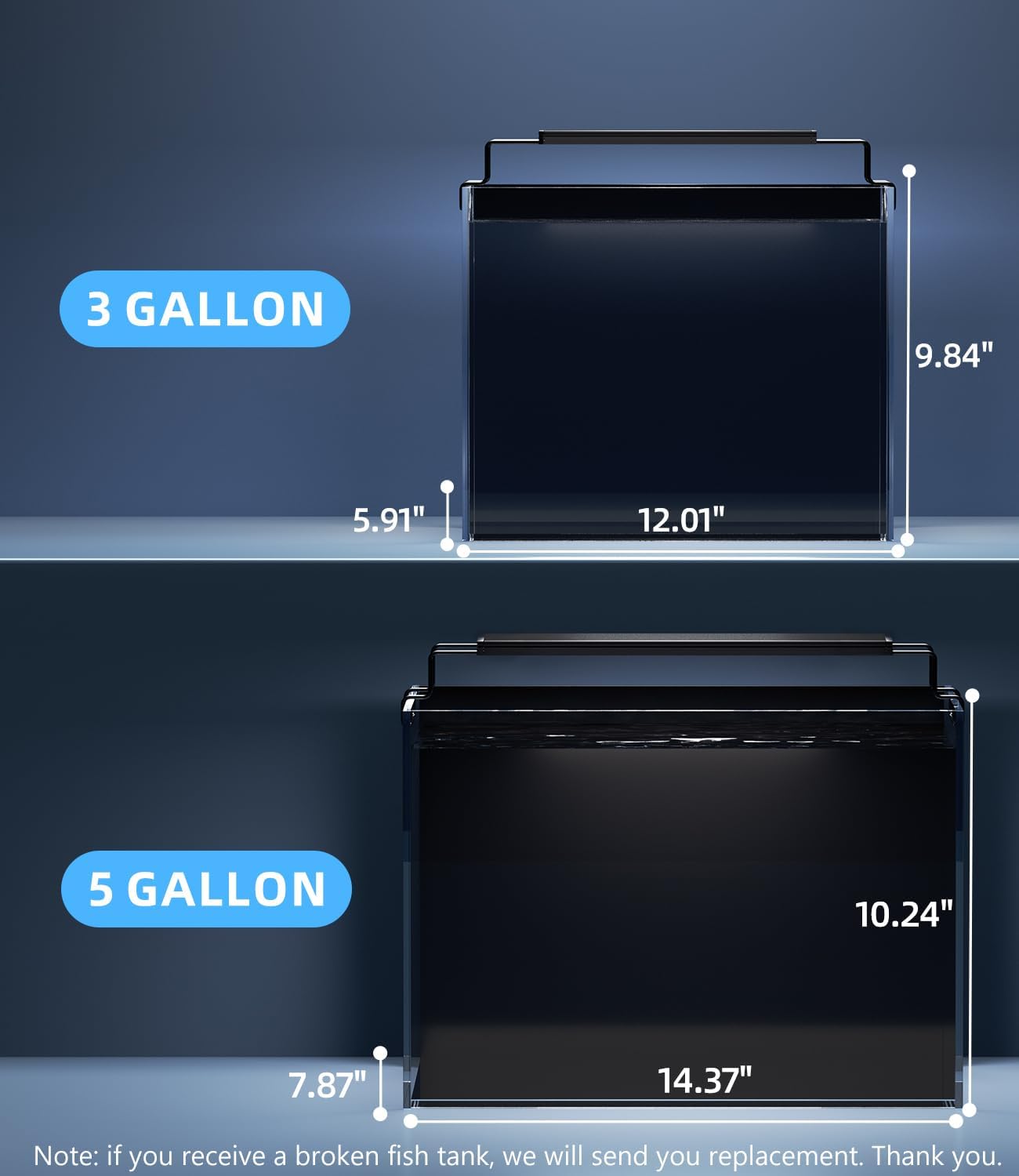 5 Gallon Fish Tank Aquarium Kit with Filter, LED Light with Timer, Siphon Vacuum Cleaner, Lid, Self-Cleaning Glass Rimless Betta Tank - Image 7