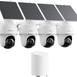 REOLINK 5MP Solar Security Cameras Wireless Outdoor, 360° Pan Tilt Auto-Tracking, Smart AI Detection, Up to 1TB Local Storage, 2.4/5GHz Dual-Band WiFi, Home Hub Mini with 4X Argus PT + Solar Panel