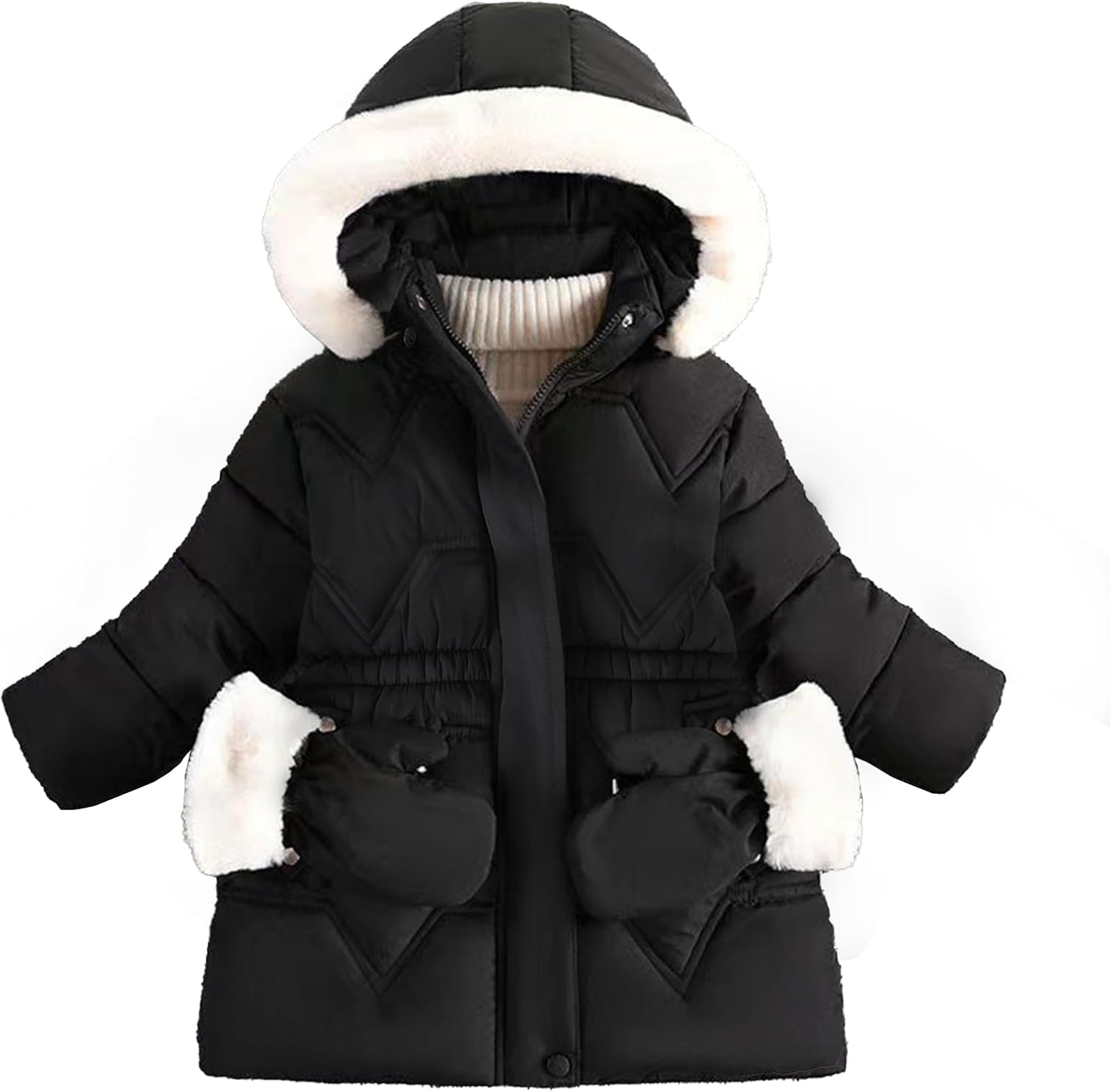 AiWMGL 3T 4T 5T 6T Toddler Girls Winter Coat Jacket Outwear Clothes Warm Overcoat Snowsuit Puffer Parka Fur Lined Hood Kids
