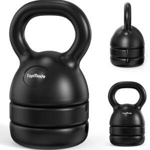 TopMade Adjustable Kettlebell Weights Set Cast Iron Exercise Fitness Kettle Ball Grip 5, 8, 9,12lb Free Weight Men Women Kettlebells for Home Gym Workout Ballistic, Core,Strength Training