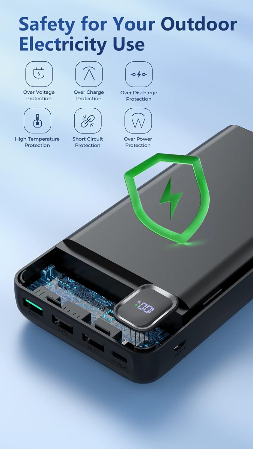 Portable Charger 50000mAh Power Bank, PD 30W Fast Charging External Battery Pack,High Capacity External Battery Pack for Camping, Portable Phone Charger for iPhone Samsung Android - Image 6