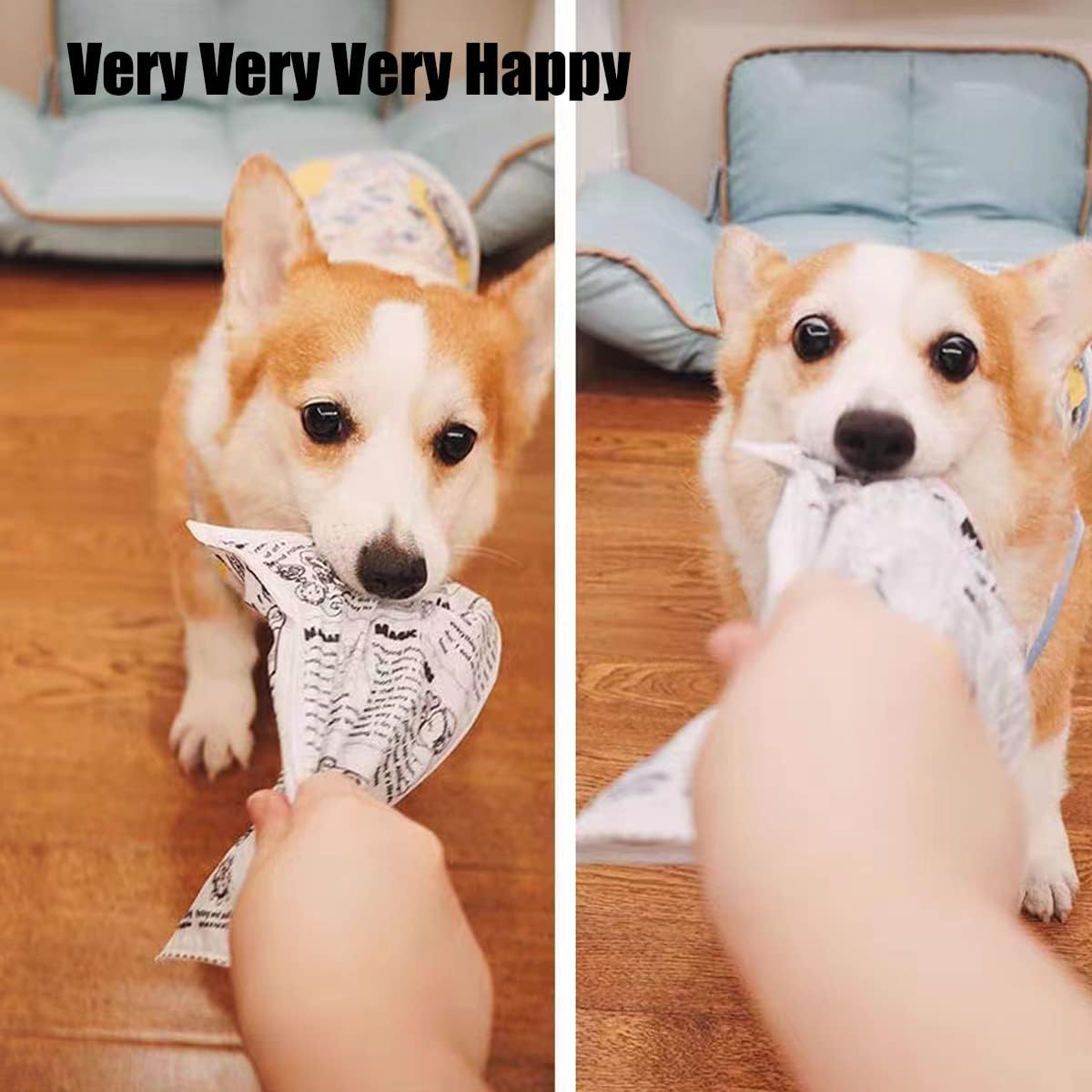 WULI PEACH 2 PCS Plastic Creaks Squeaky Newspaper Crinkle Pet Dog Chew Toys, Fun Interactive Tug of War Dog Chew Pet Toy, Washable Bite-Resistant Pet Toys for Puppy Small Dog Poodle Teddy - Image 6
