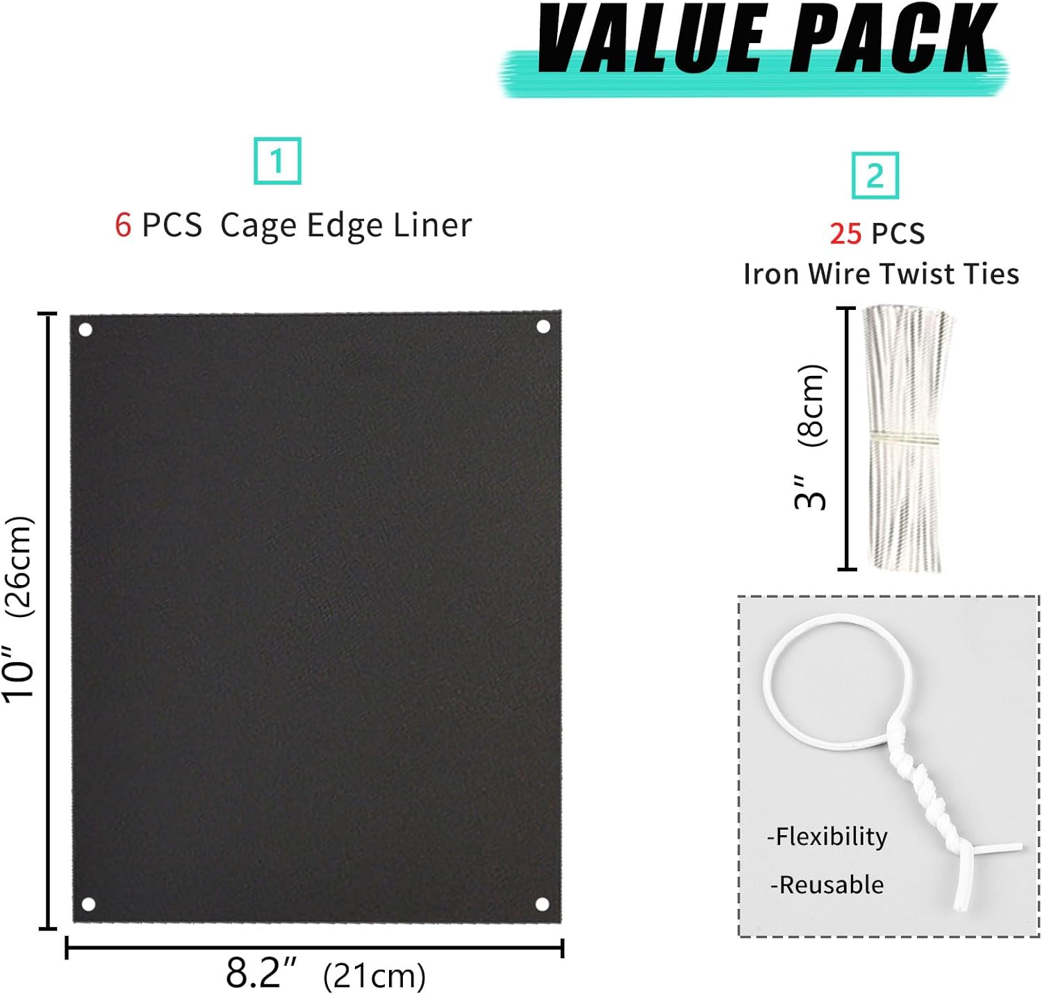 Oncpcare 6 Pack Pet Cage Liner Protection Block Light 10'' x 8.2'' Rabbit Cage Urine Guard Cage Edge Liner Guinea Pig Side Lining Habitat Siding Small Animal Cage Accessories (Black) - Image 6