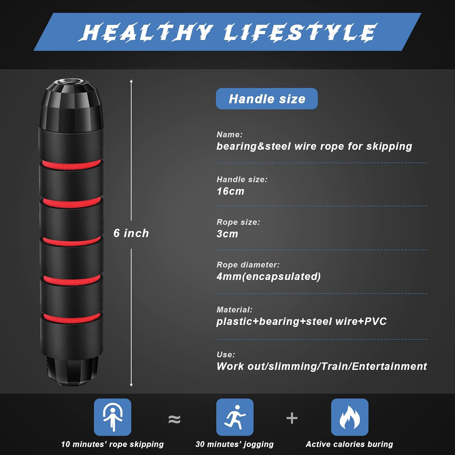 Junkin 12 Pieces Jump Ropes for Fitness with Ball Bearings Speed Jumping Adjustable Skipping Rope with Foam Handles Exercise Stuffer for Men Women Cardio Training Slim Body - Image 3