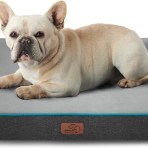 Bedsure Memory Foam Dog Bed for Small Dogs – Orthopedic Pet Beds for Crate with Removable Washable Cover and Nonskid Bottom – Plush Flannel Fleece Top Pet Mat, Grey