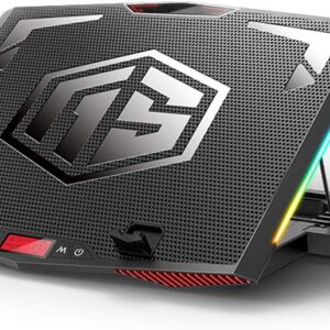 MeFee RGB Laptop Cooling Pad for 15.6-21 Inch Professional Gaming Laptop Cooler with 6 Quiet Fans and Button Control, Pure Metal Panel Portable Cooler