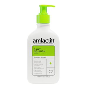 AmLactin Daily Nourish Therapeutic Body Lotion for Dry Skin – No-Scrub Exfoliator and Moisturizer – AmLactin 12% Lactic Acid Lotion, 7.9 oz (Packaging May Vary)