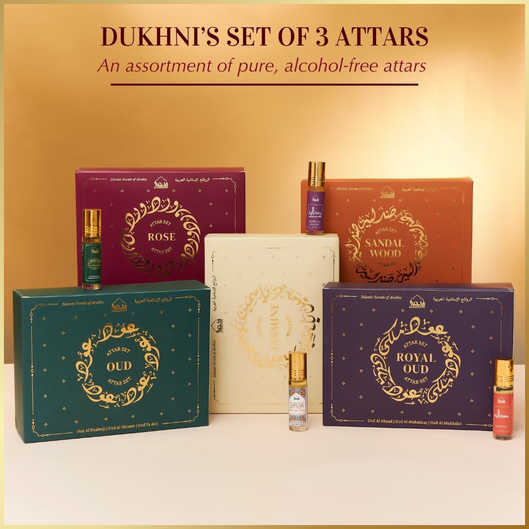 Dukhni Rose Attar Oil Set | Authentic Arabic Fragrance Oils 3pc x 6ml | 100% Pure, Alcohol-Free Original Gulab Attar Blends | Unisex Attar | Best gift, Ramadan gift, Islamic fragrance - Image 6
