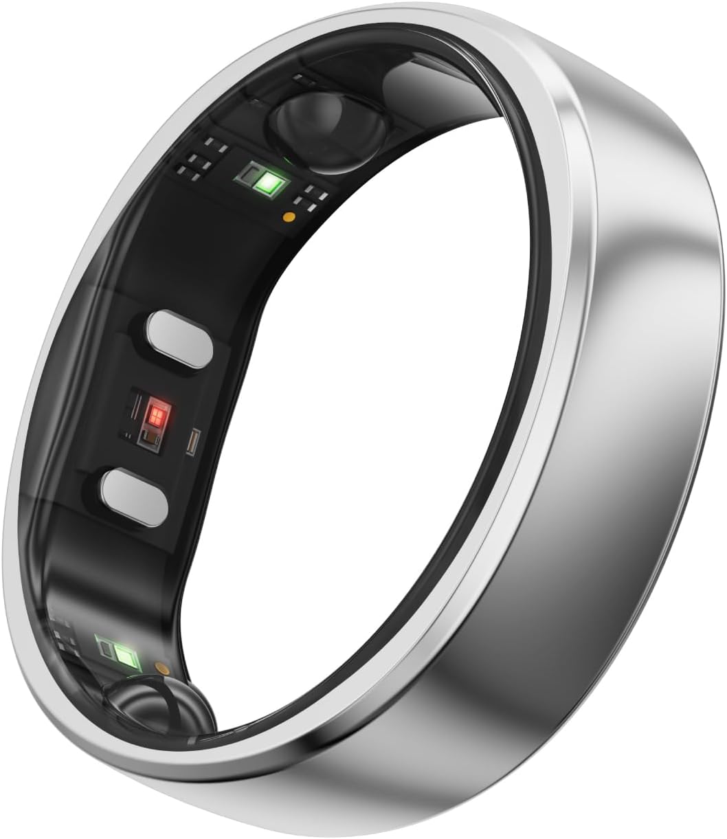 RingConn Gen 2, World’s First Smart Ring with Sleep Apnea Monitoring, No APP Subscription, 12-Day Battery Life, Stress/Heart Rate/Women's Health Tracker, Android & iOS Compatible (Silver, Size 8)