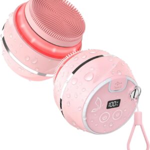 Face Cleansing Brush, Waterproof Silicone Facial Cleansing Brush, 6 Modes, 3 Light Effect, Rechargeable Electric Exfoliator Deep-Clean Scrubber for Women and Men