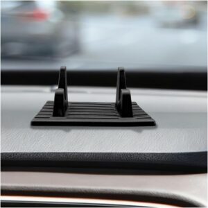 2PCS Car Phone Holder, Anti-Slip Silicone Dashboard Cellphone Mat, Waterproof Vehicle GPS Device Mount Pad, Universal Compact Auto Interior Mobile Phone Holders (Black)