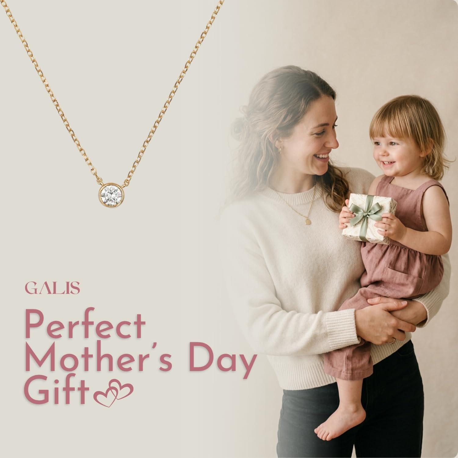 Galis Dainty Necklace - Silver, Gold Plated 18" Choker for Women with Dainty Small Round Faux Diamond Necklace Pendant, Necklaces Women with CZ Solitaire Lobster Clasp, Minimalist Gift - Image 2