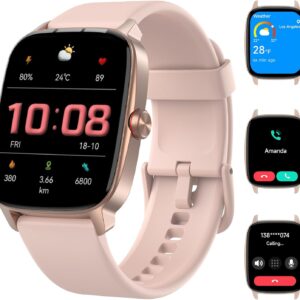 Smart Watches for Women Men with Bluetooth Call & AI Voice, 1.85″ HD Fitness Tracker with Heart Rate SpO2 Sleep Monitor, 100+ Sports Modes,Mini Games, IP68 Waterproof Smartwatch for Android iOS Phones