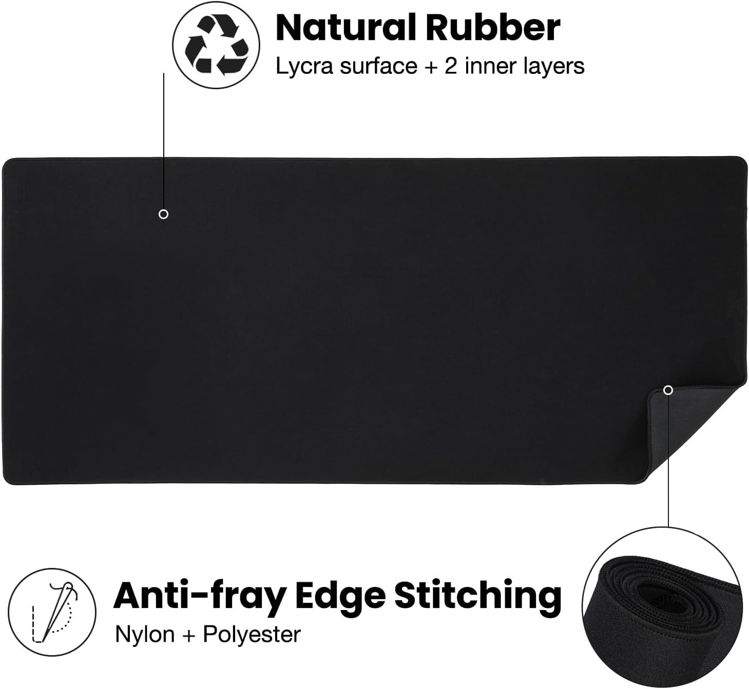 ALOANES Large Gaming Mouse Pad with Non-Slip Rubber Base,Stitched Edge,Desk mat for Laptop,Computer & PC, Wristing Pad for Gamer,Office & Home,Classic Black XL 11.81''x31.50''x0.12'' - Image 3