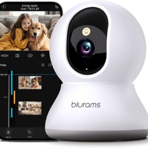 Security Camera 2K, blurams Baby Monitor Dog Camera 360-degree for Home Security w/Smart Motion Tracking, Phone App, IR Night Vision, Siren, Works with Alexa & Google Assistant & IFTTT, 2-Way Audio