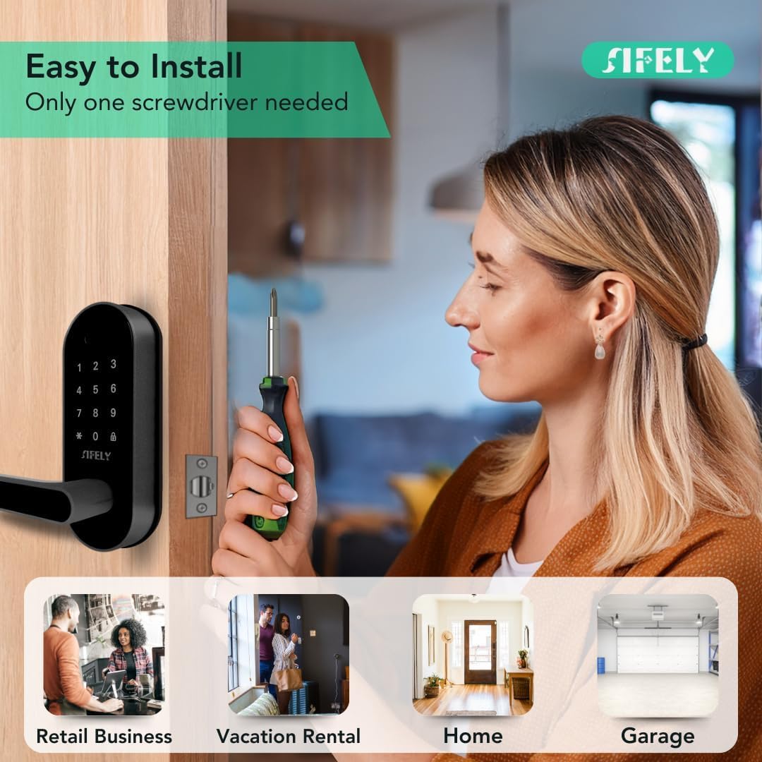 Fingerprint Smart Door Lock with Handle & Keypad – Built-in WiFi Remote Access, Keyless Entry for Front Door, Home & Airbnb, App Control, Compatible with Alexa & Google, Easy DIY Install - Image 7