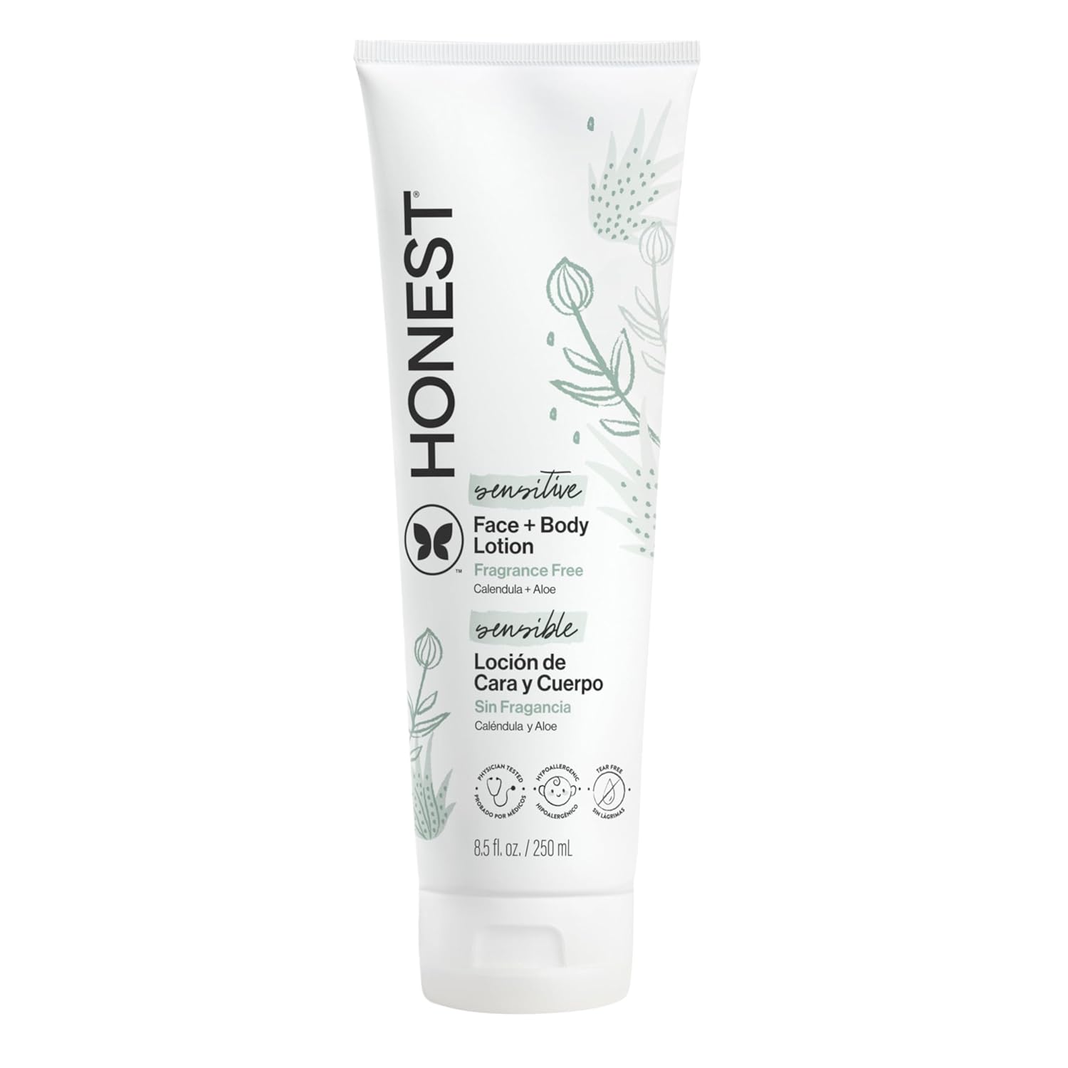 The Honest Company Hydrating Face and Body Lotion, Fast Absorbing, Naturally Derived, Hypoallergenic, Fragrance-Free, Sensitive, 8.5 fl oz