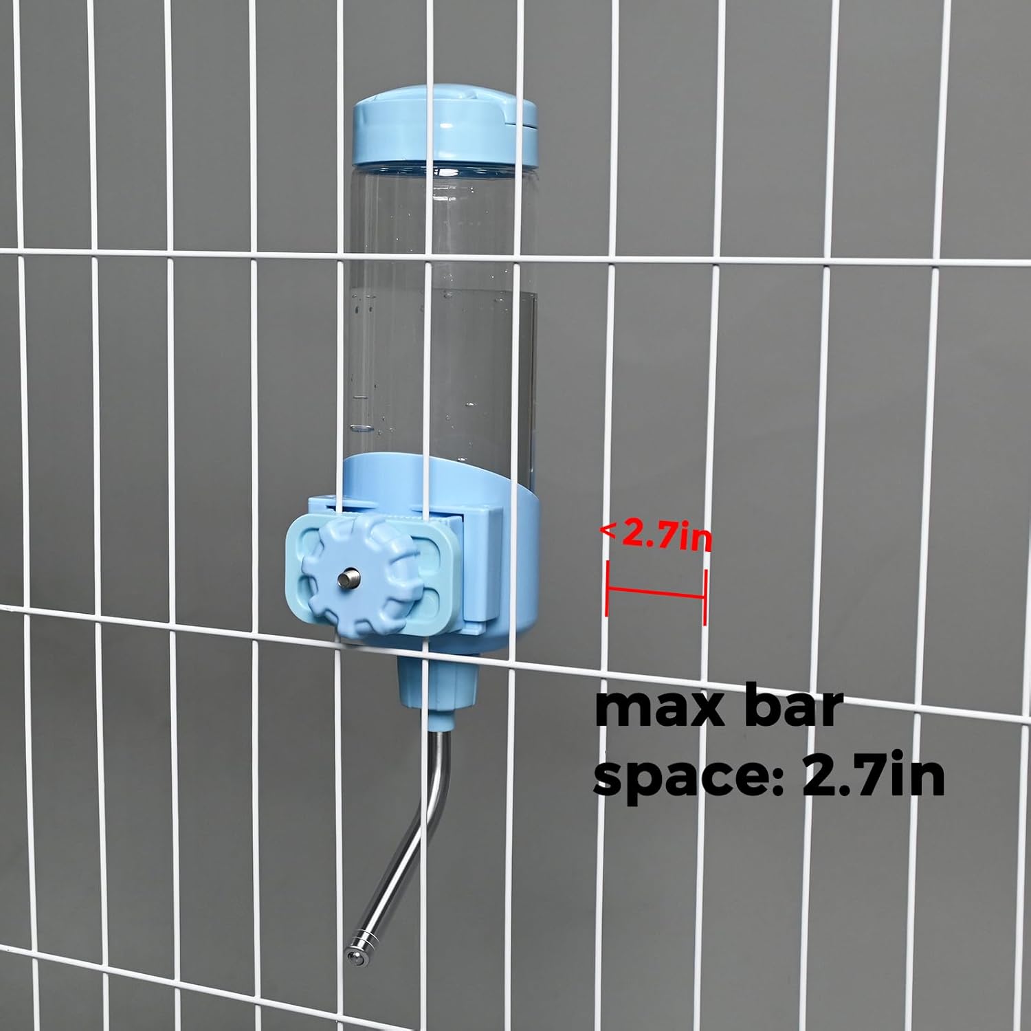 Vannon Top Fill Small Animal Water Dispenser for Cage, 23oz Auto Feeding Crate Water Bottle for Rabbit, Chinchilla, Ferret, Guinea Pig, Squirrel, Hedgehog, Pet Nozzle Diameter: 10mm, BPA Free, Blue - Image 7