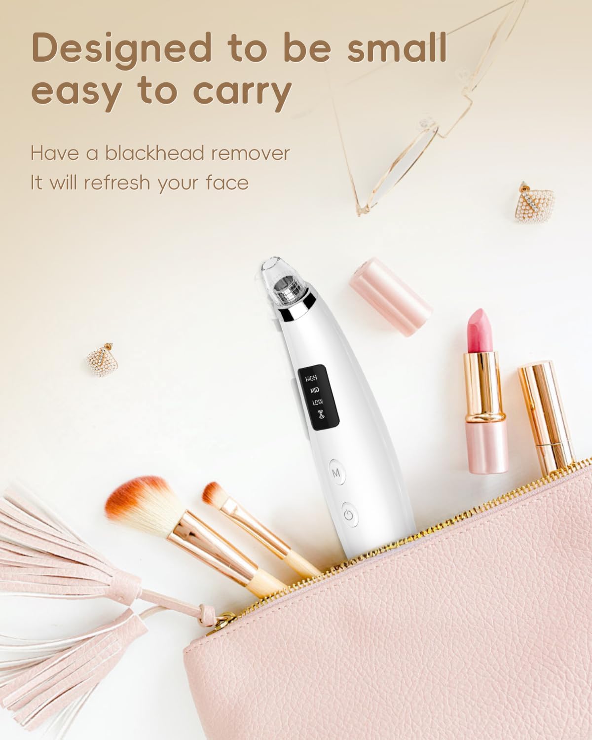 Rechargeable Blackhead Vacuum Pore Cleaner - 5 Attachments & 3 Suction Levels for Deep Facial Cleansing, USB-Powered Blackhead Remover for Women and Men (White) - Image 9