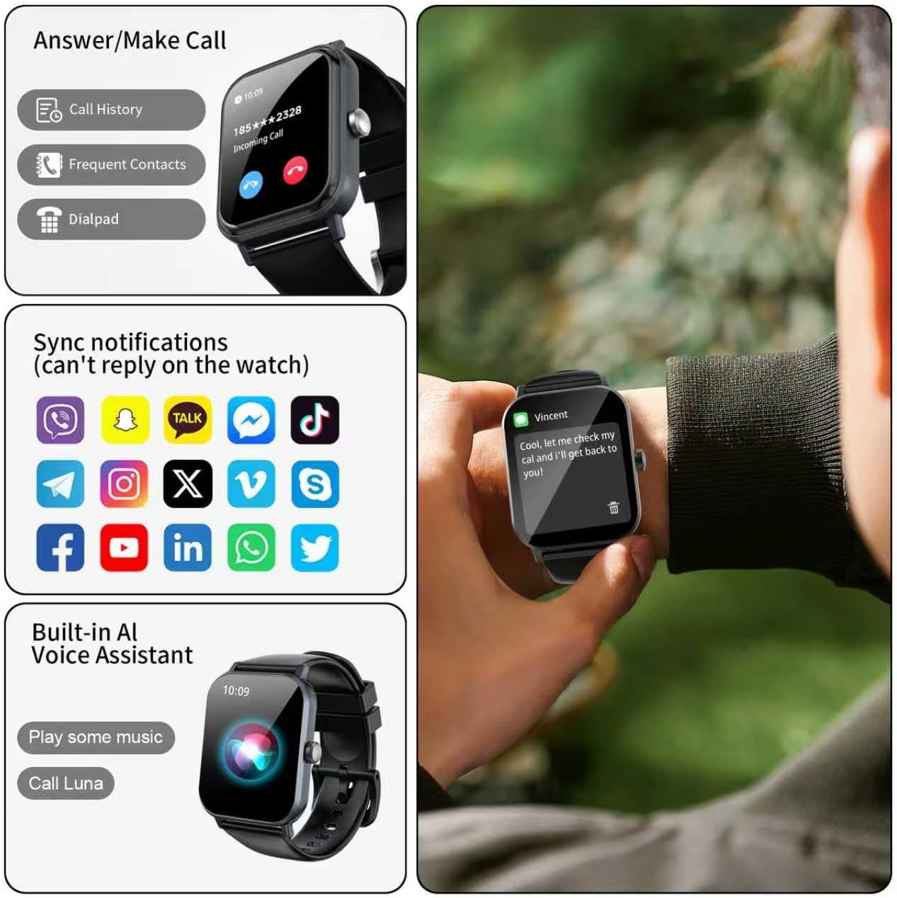 Smart Watch for Men Women with Calling, 1.83" Fitness Tracker with Heart Rate/Sleep Monitor, Step Tracker, New Gen Fitness Watch with 120 Sports Modes, IP68 Waterproof Smartwatch for Android/iOS Black - Image 3