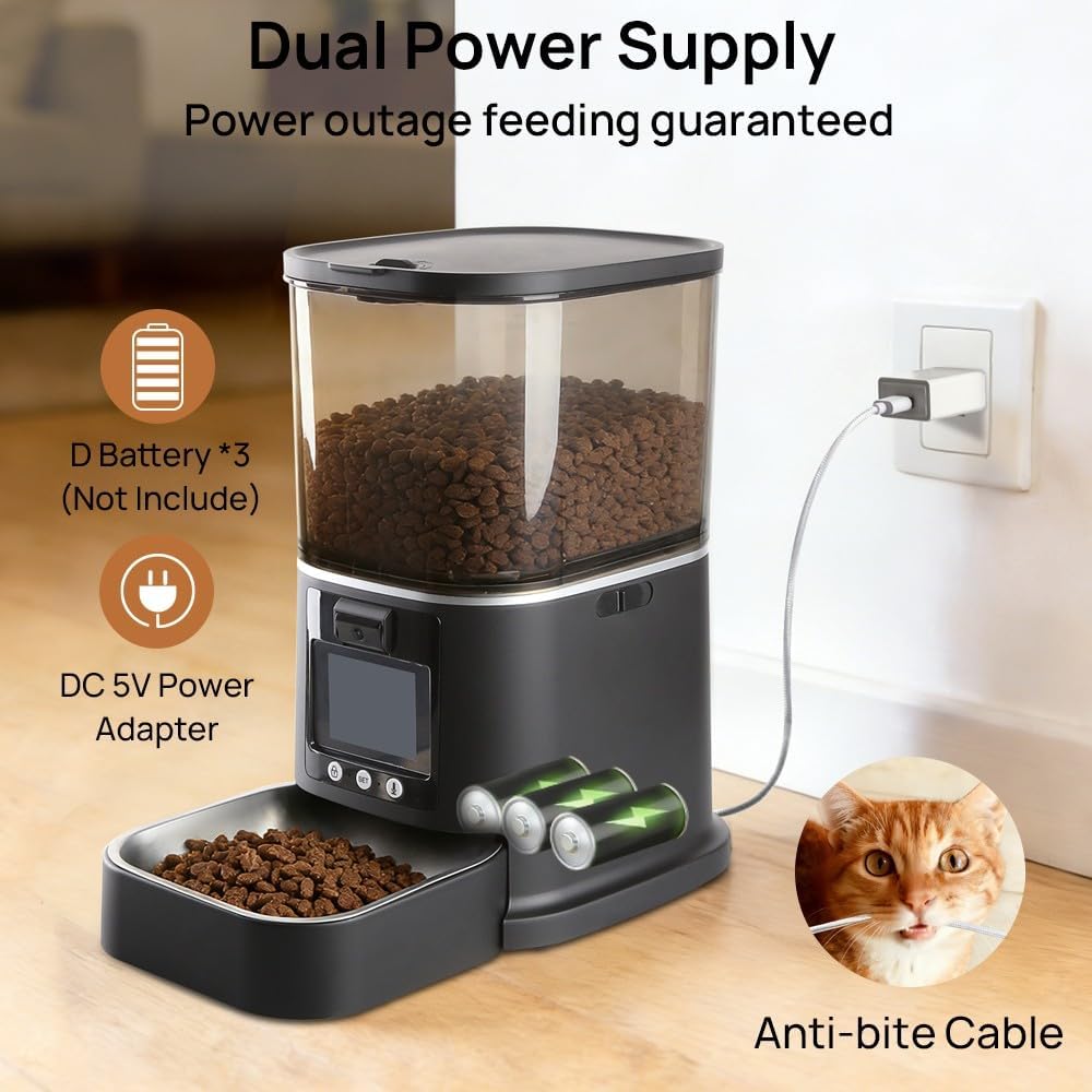 5L Automatic Cat Feeder with Camera, Two-Way Video 3MP HD & Audio, 5G WiFi Automatic Dog Feeder with Night Vision, Cat Food Dispenser with Dog Food Container for Multiple Pets - Image 6
