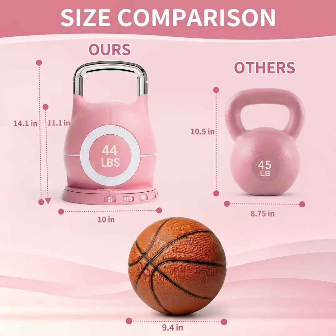 LIFERUN Adjustable Kettlebell Set - 7in1 Kettlebells, Choose 22.5 lb or 44 lb, Quick-Change Weight Dial & Safety Lock, Space-Saving Design, Full-Body Workout & Cross-Training - Image 2