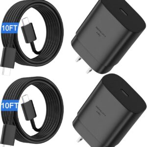 USB C Fast Charger,25W Android Phone Charger for Samsung S26 Super Fast Charger Type C Charger Cord & 10 Ft USB C Cable Fast Charging for Samsung Galaxy S26/S25/S24/S23/S22/S21/S20/Plus/Ultra,2 Pack