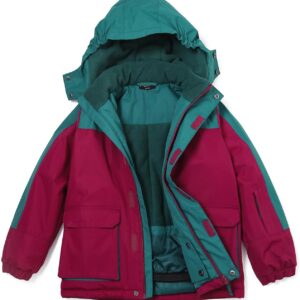 Girls Waterproof Winter Snow Coat, Kids Ski Snow Jacket for Girls, Warm Fleece Lined Winter Jacket with Hood